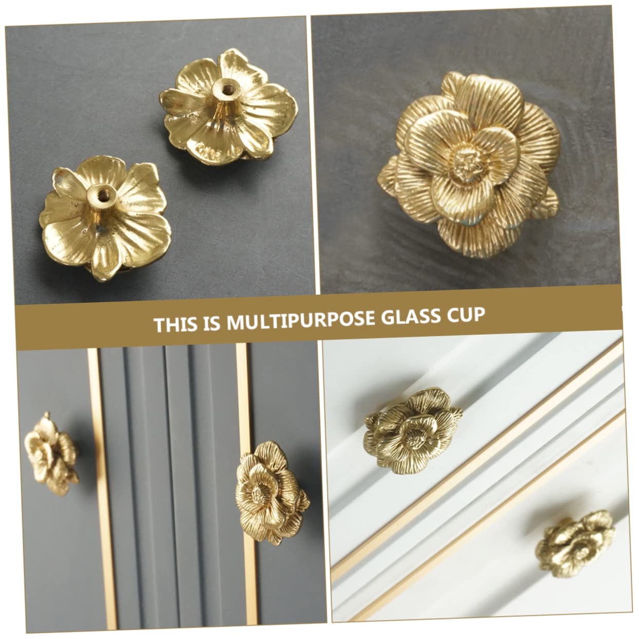 Gadpiparty 3pezzi Pomello Rame Forma Di Fiore Per Mobili Elegante Maniglia Per Armadi e Accessorio Decorativo Per Casa Design Raffinato e Resistente Adatto Armadi e Comò