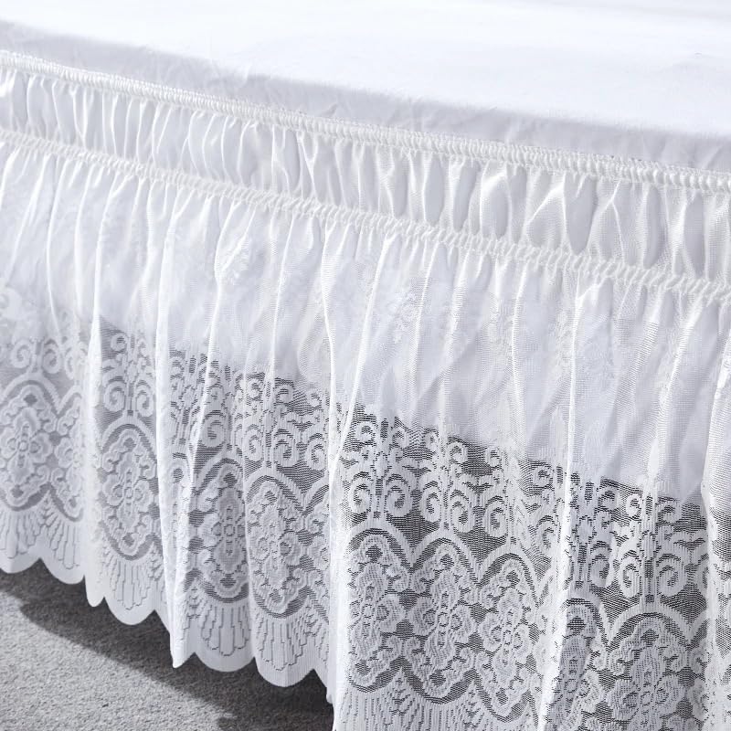 Falda de cama de encaje con volantes blancos jacquard CK 6
