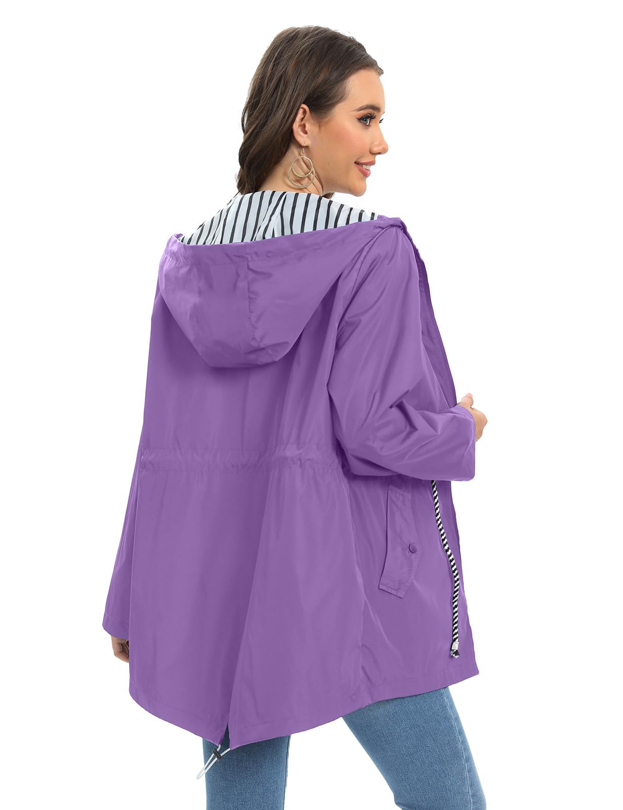 UMIPUBO Vestes Imperméables Femme avec Capuche Zip Poncho Pluie Léger Vêtements de Pluie pour Randonnée Camping Activités