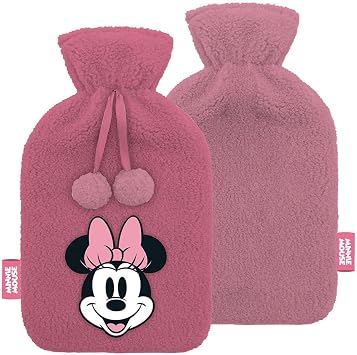 ARDITEX Minnie Embroidered Hot Water Bottle with Plush Cover