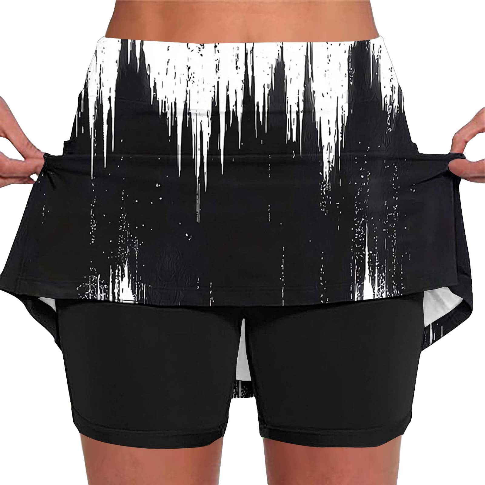 Skorts for Women Plus Size Tummy Control Legging with Skirts Casual High Waist Mini Skirts Athletic Tennis Short — view 31