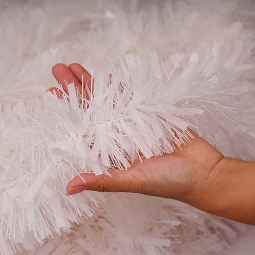 Miniatura 4 de CCINEE Guirnalda de oropel de Navidad de 33 pies, guirnalda metálica blanca para decoración de árbol de Navidad, decoración interior y exterior