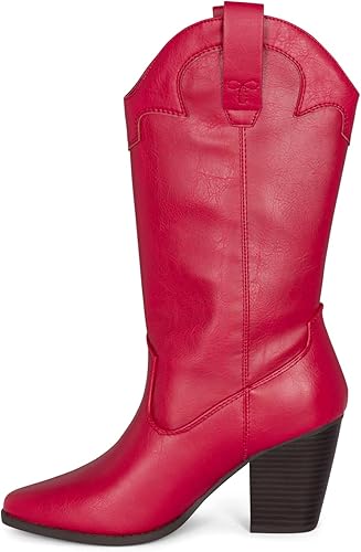 STYLISH S ONYX - Botas de tacón alto para mujer, con tacón apilado, punta puntiaguda, media pantorrilla