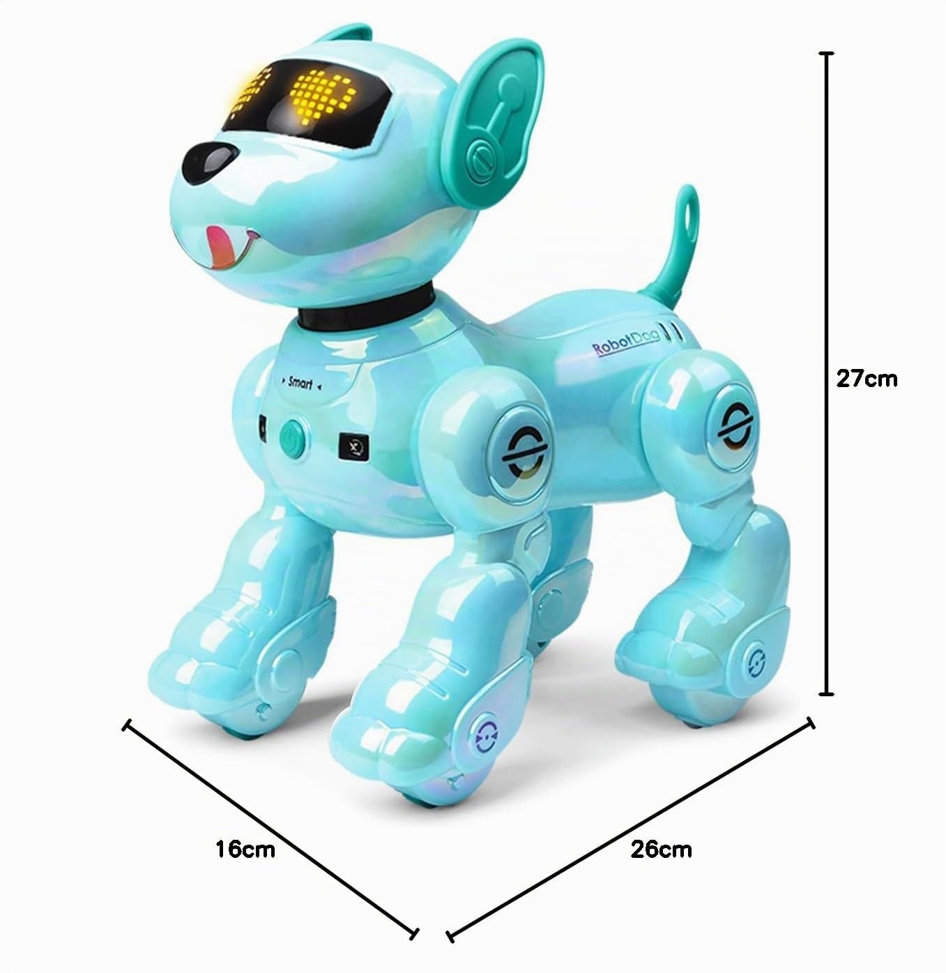 VATOS Perro Robot Recargable para Niños, Perro Robot con Control Remoto, Programable,17 Funciones Interactivas y Volumen Ajustable; Juguete de Cachorro Robot Que Canta y Baila, Regalo para Niños,Azul