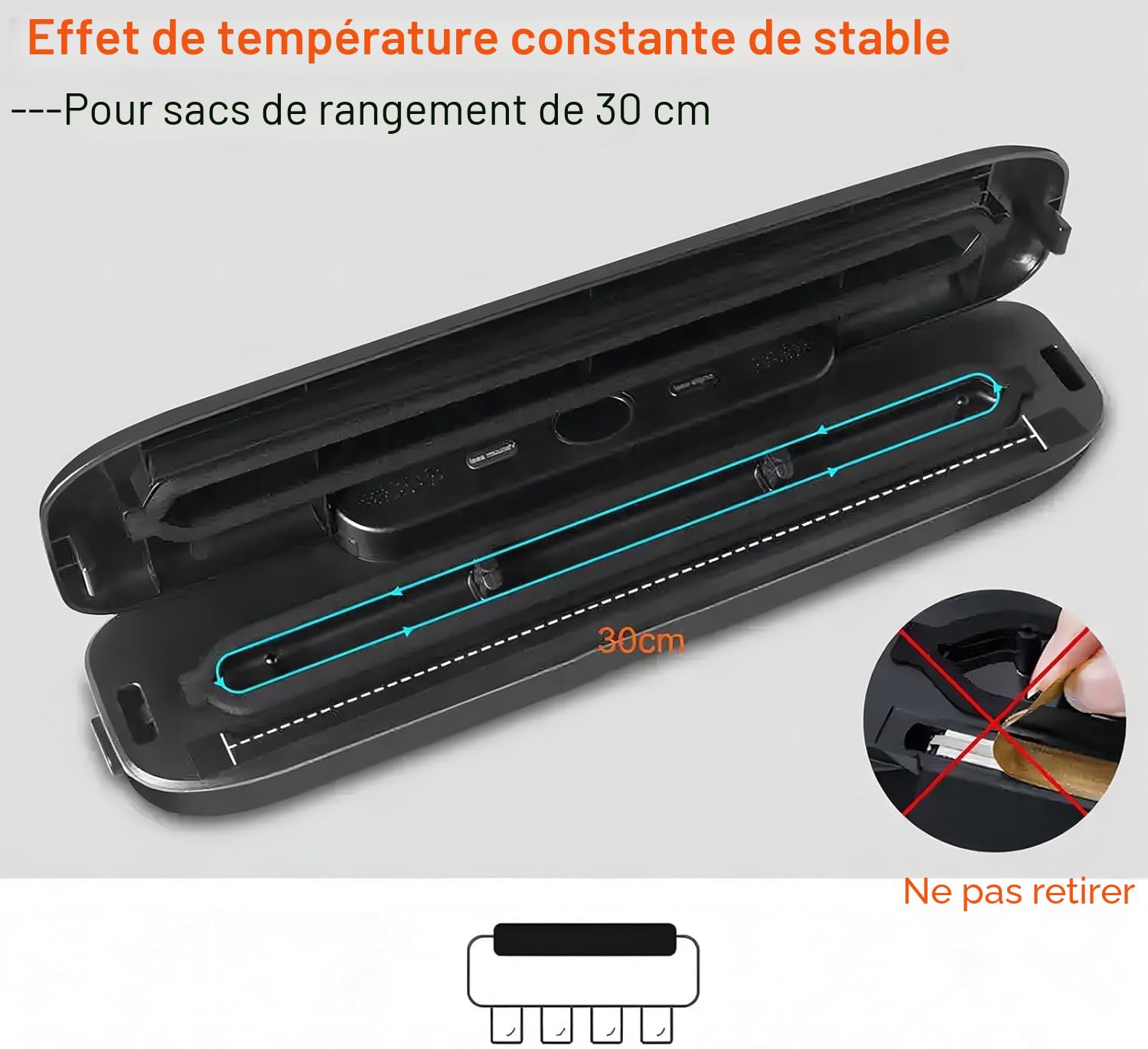 Machine à emballer sous vide automatique pour aliments, scellage sous vide One Touch pour la conservation des aliments secs et humides, machine à emballer sous vide compacte (Noir)