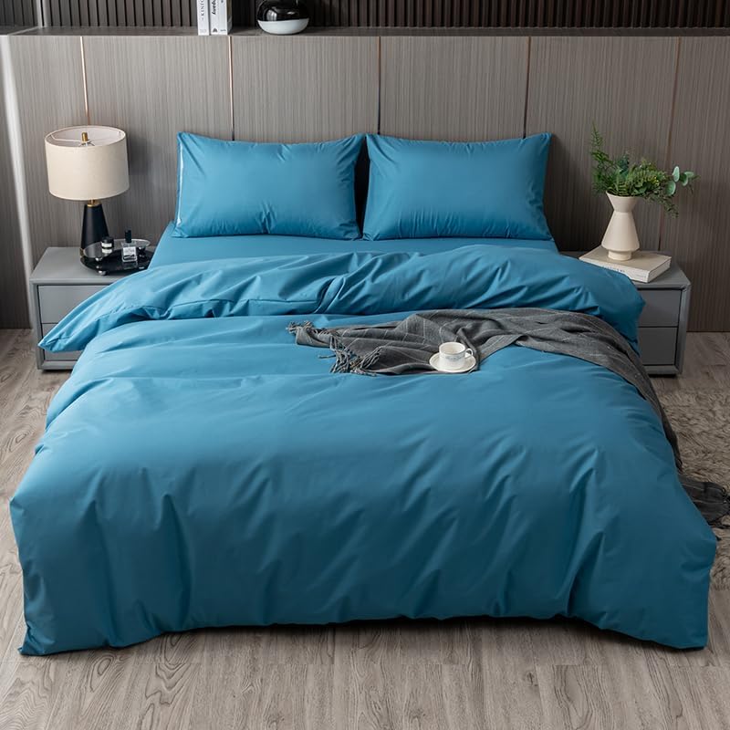 WenBags Waterproof Duvet Cover Queen Size, with Zipper and Corner Ties, Breathable and Washable, for Incontinence,Kids, Elders, Pets (1, Blue, Queen)