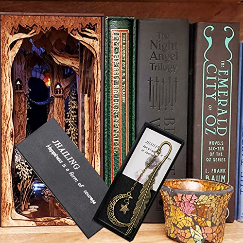 Jhailing Leaf Metal Bookmarks For Women Book Lovers Retro Book Page Markers Beautiful Unique Personalized Bookmark With Gift Box For Adults For Teachers Man Kids Reader School Gifts Book Lovers(Moon) #TOP6