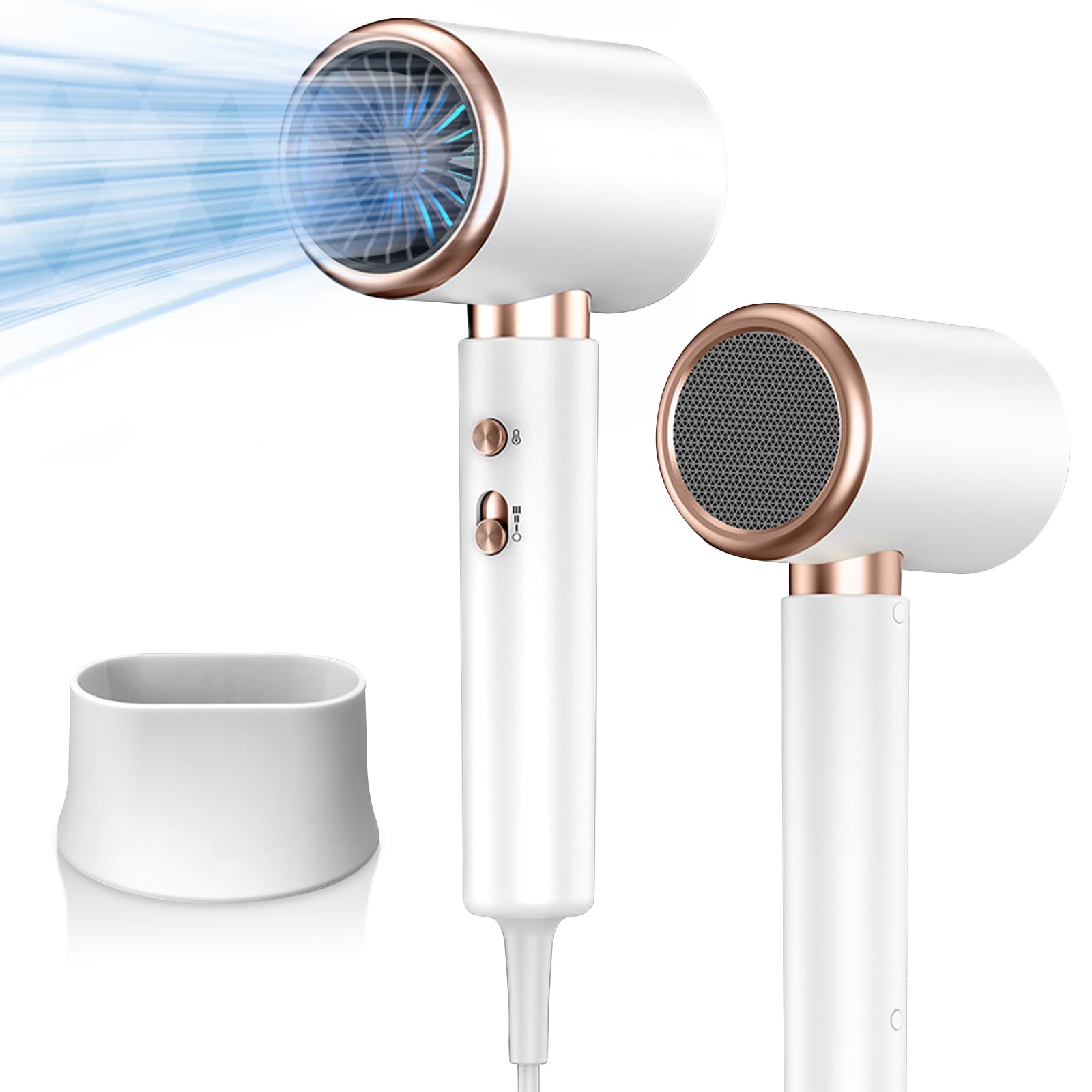 Secador Pelo Profesional,2400W Secador Pelo Rizado,Secador con Difusor,Secado Rápido,3 Temperaturas/2 Velocidades,Protección Contra el Sobrecalentamiento,Salón de Peluquería en Casa Aplicable (Blanco)