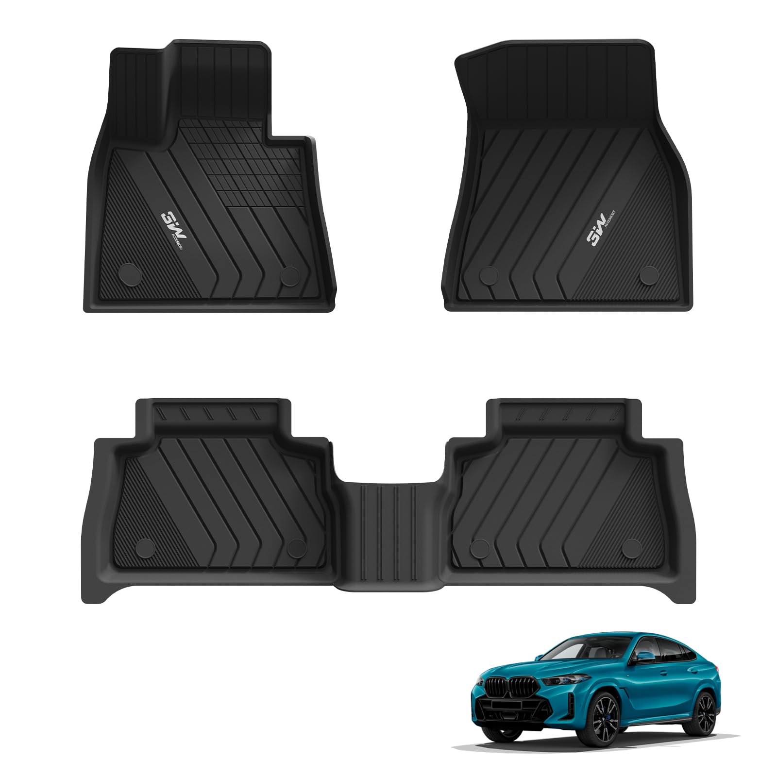 3W Tapis de Sol pour BMW X6 G06 2020-2026 | Sur Mesure, Inodore en TPE, Protection Toutes Saisons, Antidérapant et Imperméable, Qualité Premium