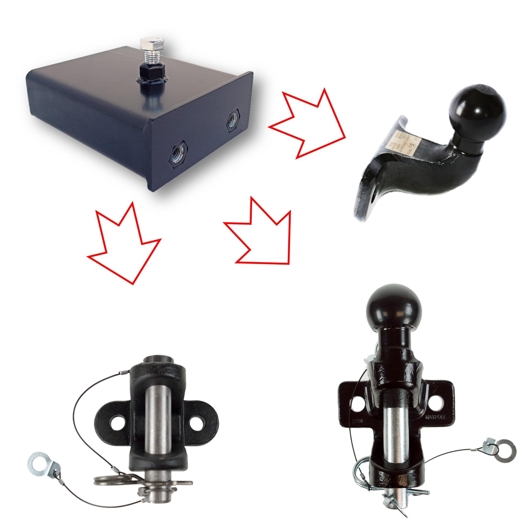 AHK Anhängerkupplung für Stapler Gabelzinken (mit Flanschkugel)