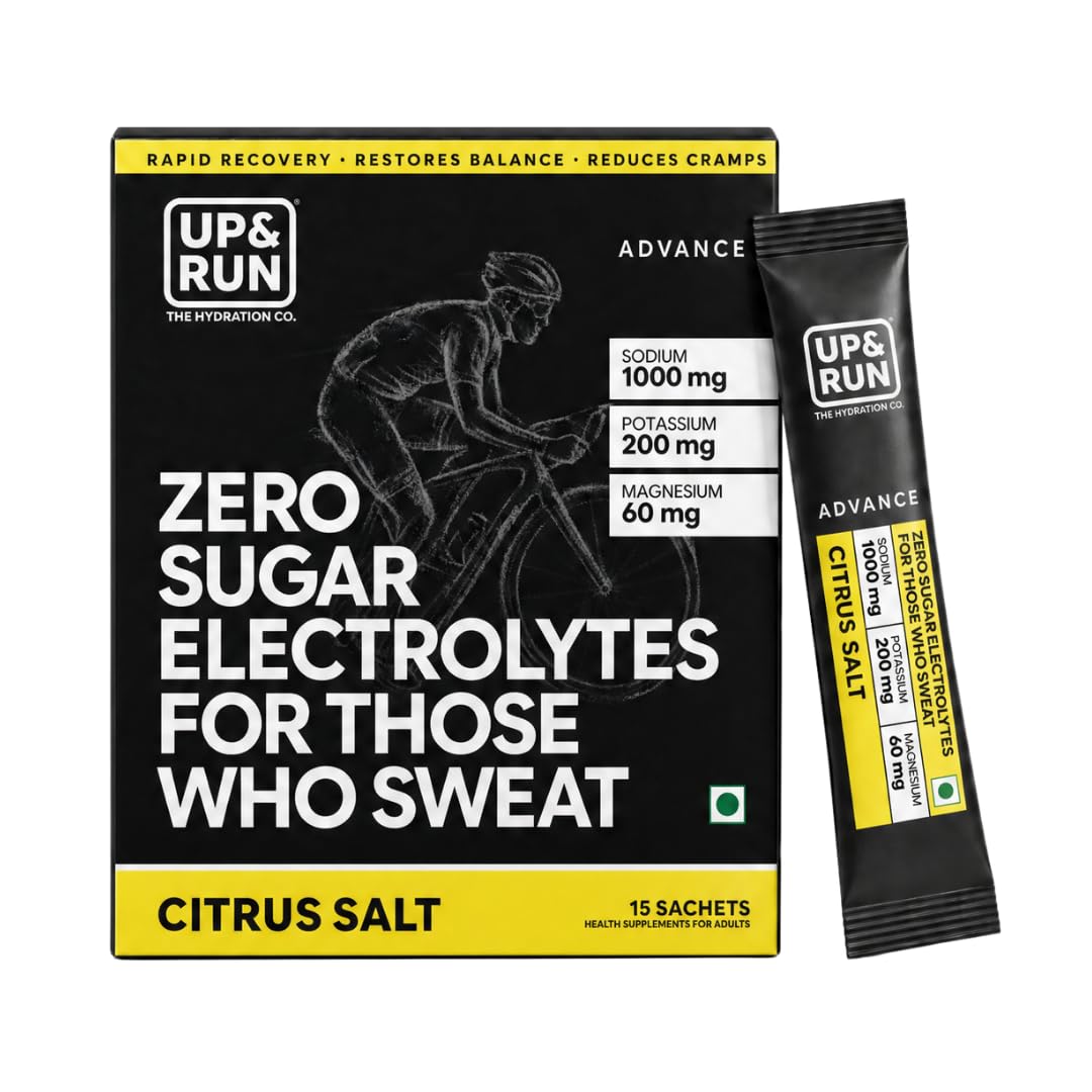 UP&RUN Advance Energy Powder - Citrus Flavour | No Sugar Drink for Hydration & Recovery | 10 Stick Packs-image-36