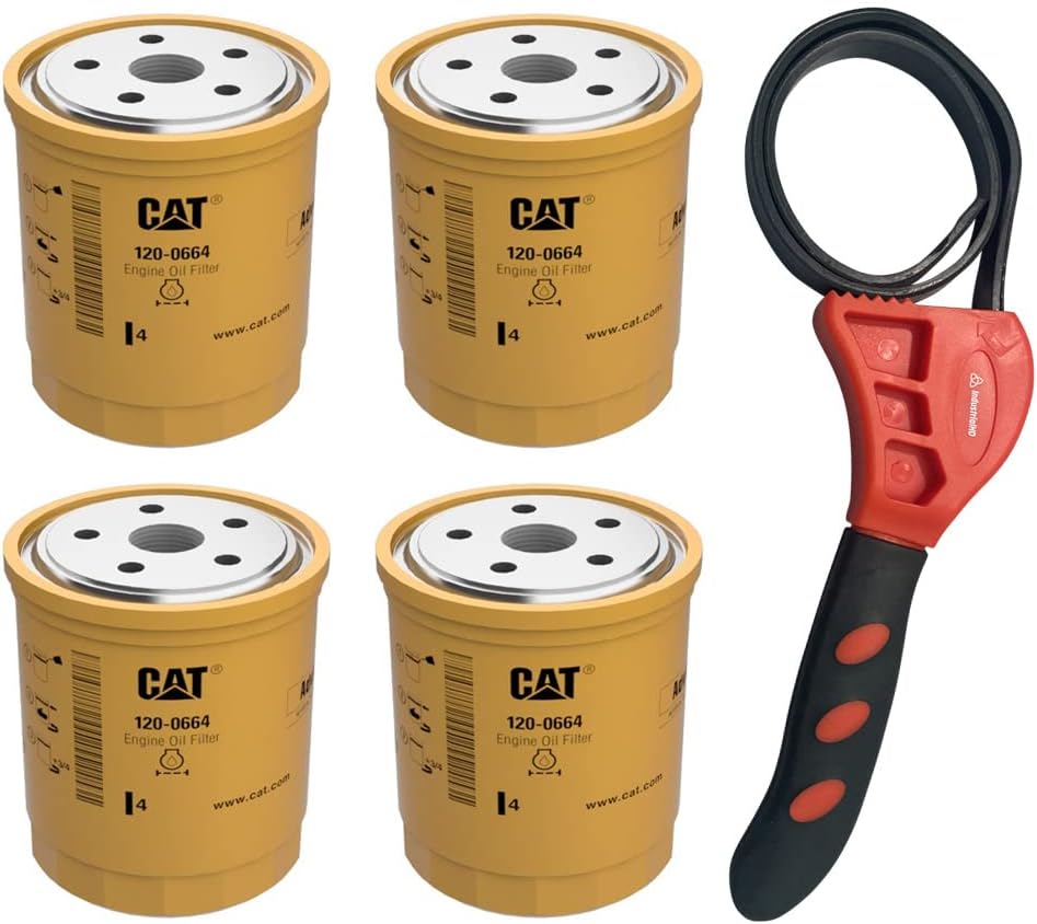 Caterpillar 120-0664 Engine Oil Filter w/IHD Strap Wrench Bundle (2)