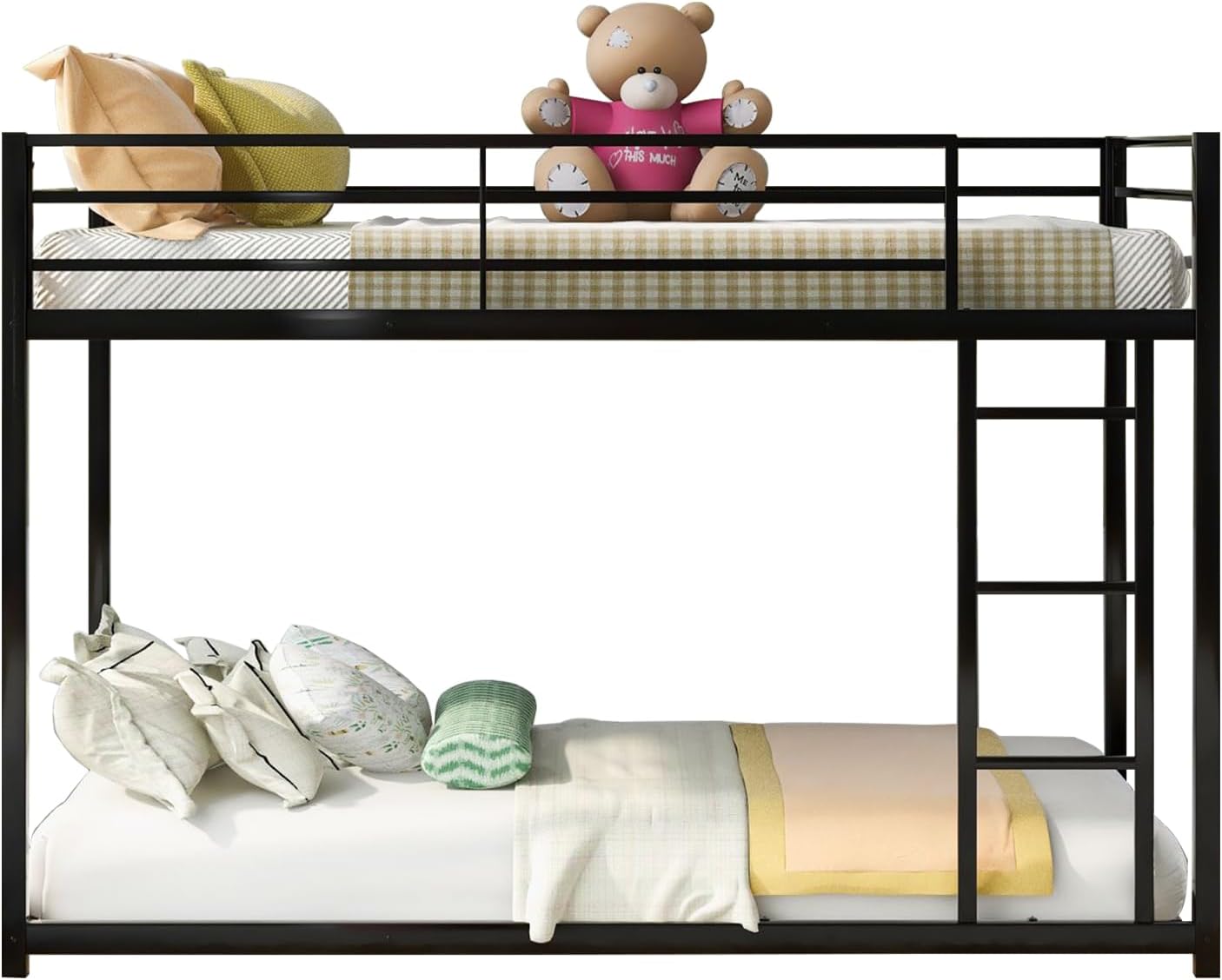 Twin XL Over Queen Bunk Bed, Heavy Duty Metal Bunk Bed