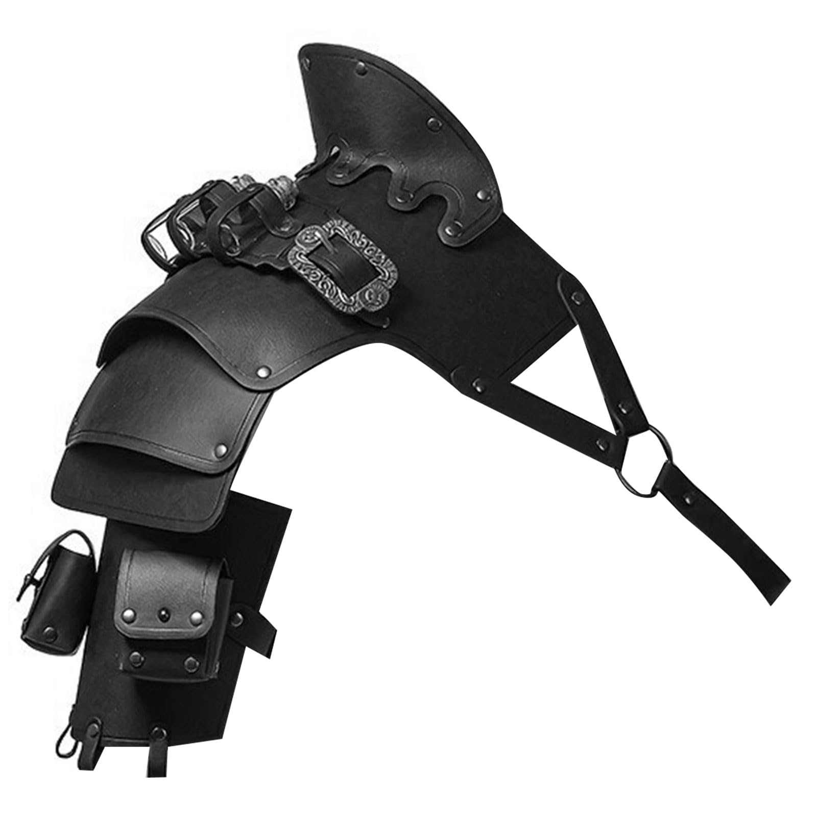 BABIBAOBEI Warriour Single Pauldron Faux Leather Shoulder Armour for Party Cosplay Medieval Vikinges Cover Knight Vikinges Knight Chest