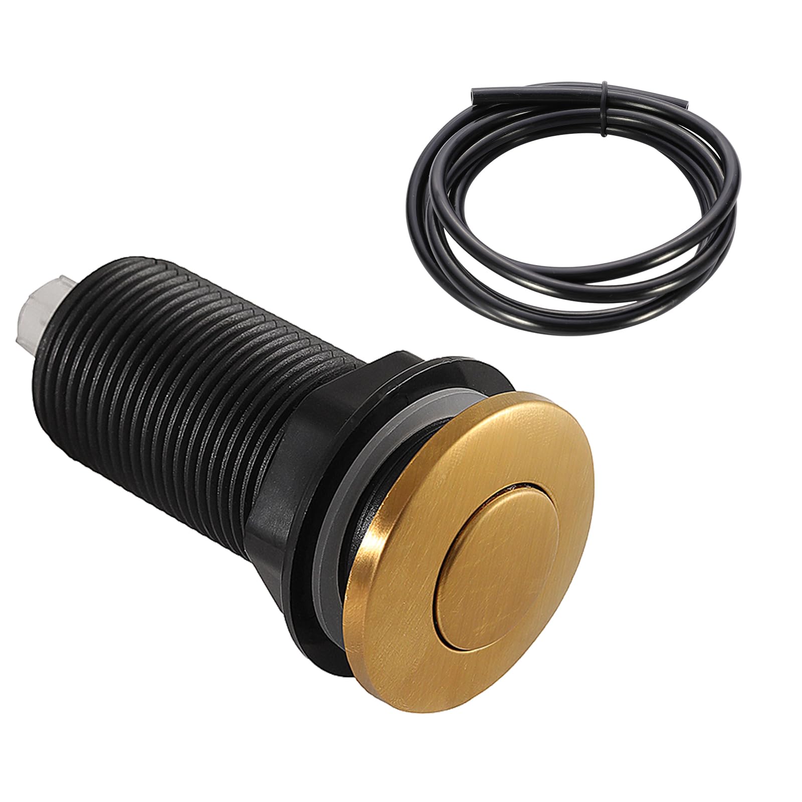 RQYEKDO Interruptor de aire de 6.35 cm para triturador de basura, parte superior larga de acero inoxidable cepillado níquel largo para eliminación de alimentos y residuos, botón de aire de