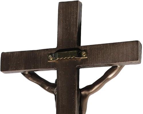 Miniatura 3 de Placa religiosa de la pared del crucifijo del molde frío de 13 pulgadas de los E.E.U.U., color de bronce