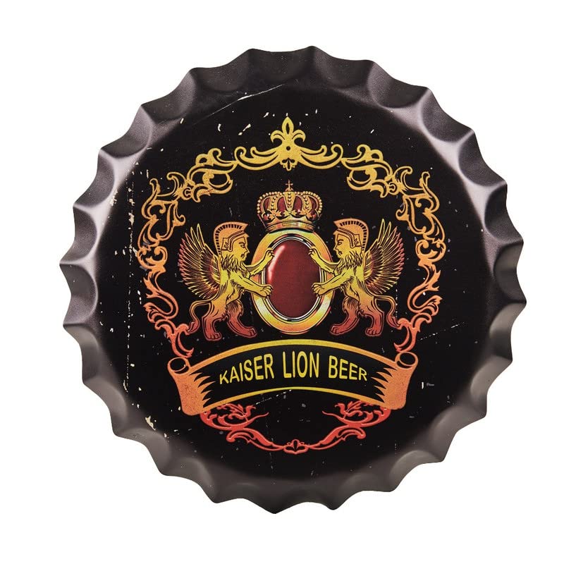 Image of EAZYWAGON Decorative Metal Bottle Caps Wall Sign Plates - 14X14 Inches - K L Beer Brand Sign | Metal Wall Hanging Bottle Cap for Home, Farmhouse, Bar & Cafe Decoration | Vintage & Retro Look Plaques