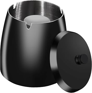 Ashtray with Lid, Windproof Outdoor Ashtray Smokeless Odorless
