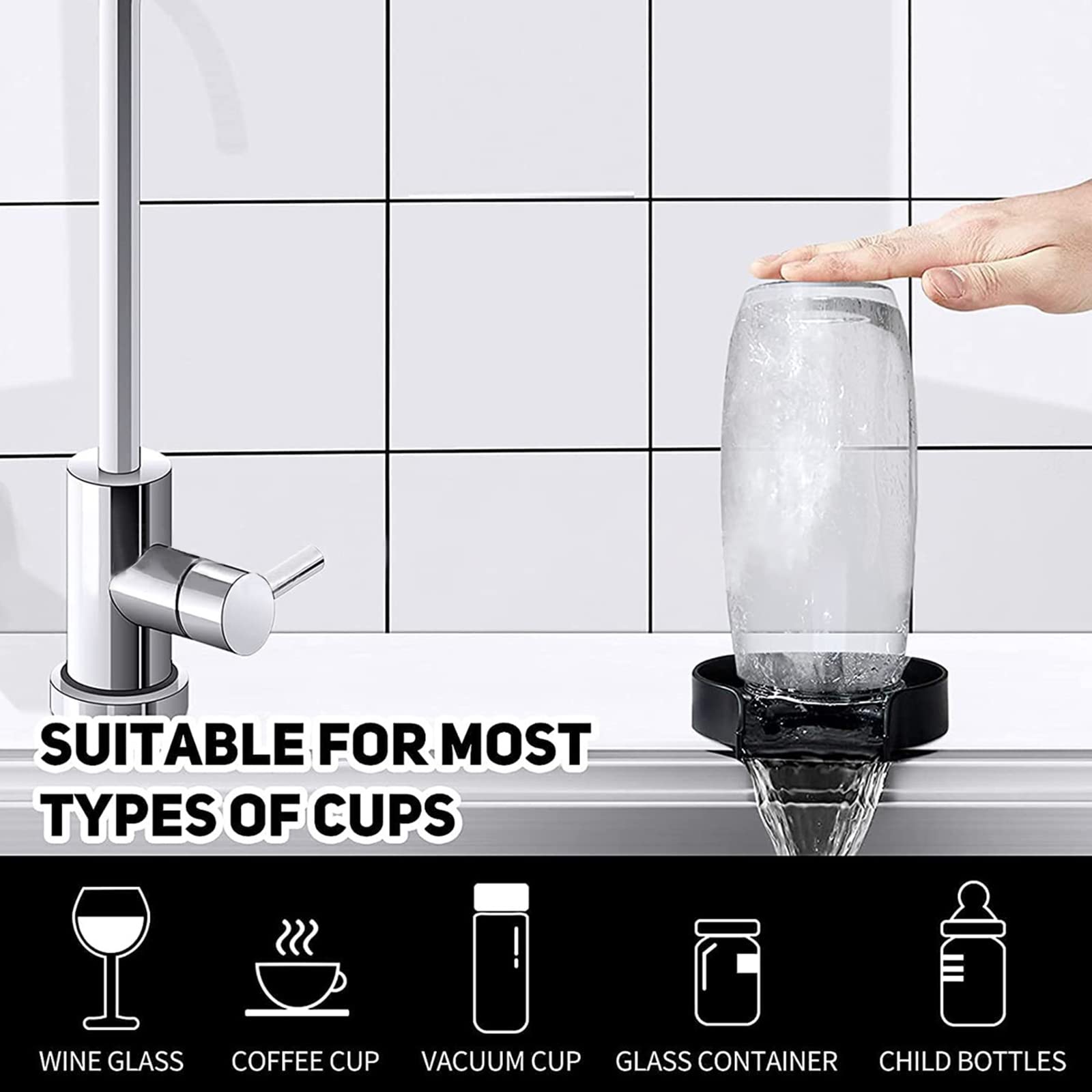 Lavavajillas de vidrio de acero inoxidable, limpiador automático de tazas de grifo, enjuagador de vidrio para hotel, bar, vaso de cerveza, café, leche, té, taza, accesorios para fregaderos de cocina