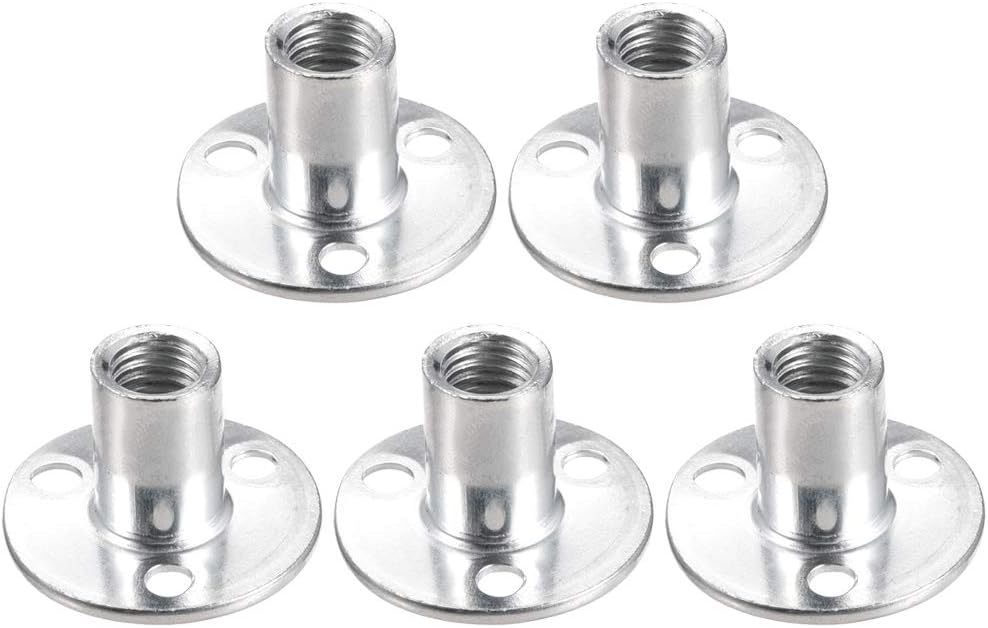 uxcell 5Pcs M12x40x2.5mm Brad Hole Tee Nut Carbon Steel Round Base Screw-in T-Nut