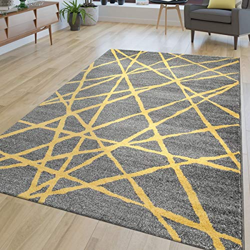 TT Home Alfombra salón, Moderna, de Pelo Corto, líneas abstractas, e