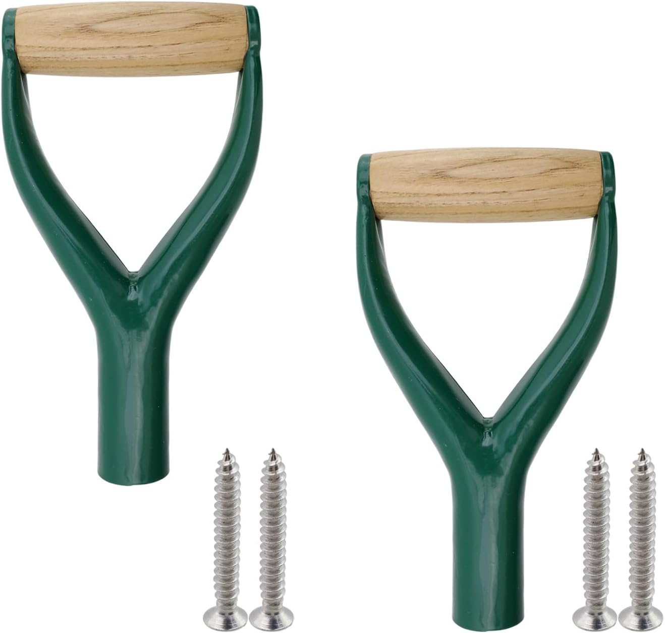HEVSTIL 2Pack Shovel D Grip Handle, Metal Shovel Replacement Handle D Shaped Grip Shovel Handle Replacement for Digging Raking Tools, 3.1cm/1.22inch Inner Diameter(Silver)