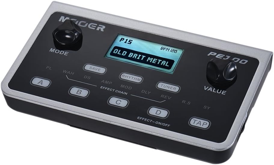 PE100 Portable Multi-effects Processor Guitar Effect Pedal 39 Effects 40 Drum Patterns 10 Metronomes Tempo