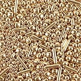 Gold Sprinkles for Cake Decorating, Gold Pearl Sugar Cupcake, Cookies, Ice Cream Toppings, 7 Ounces Cake Decorationss Baking, Perfect for Wedding Shower, New Year’S Eve
