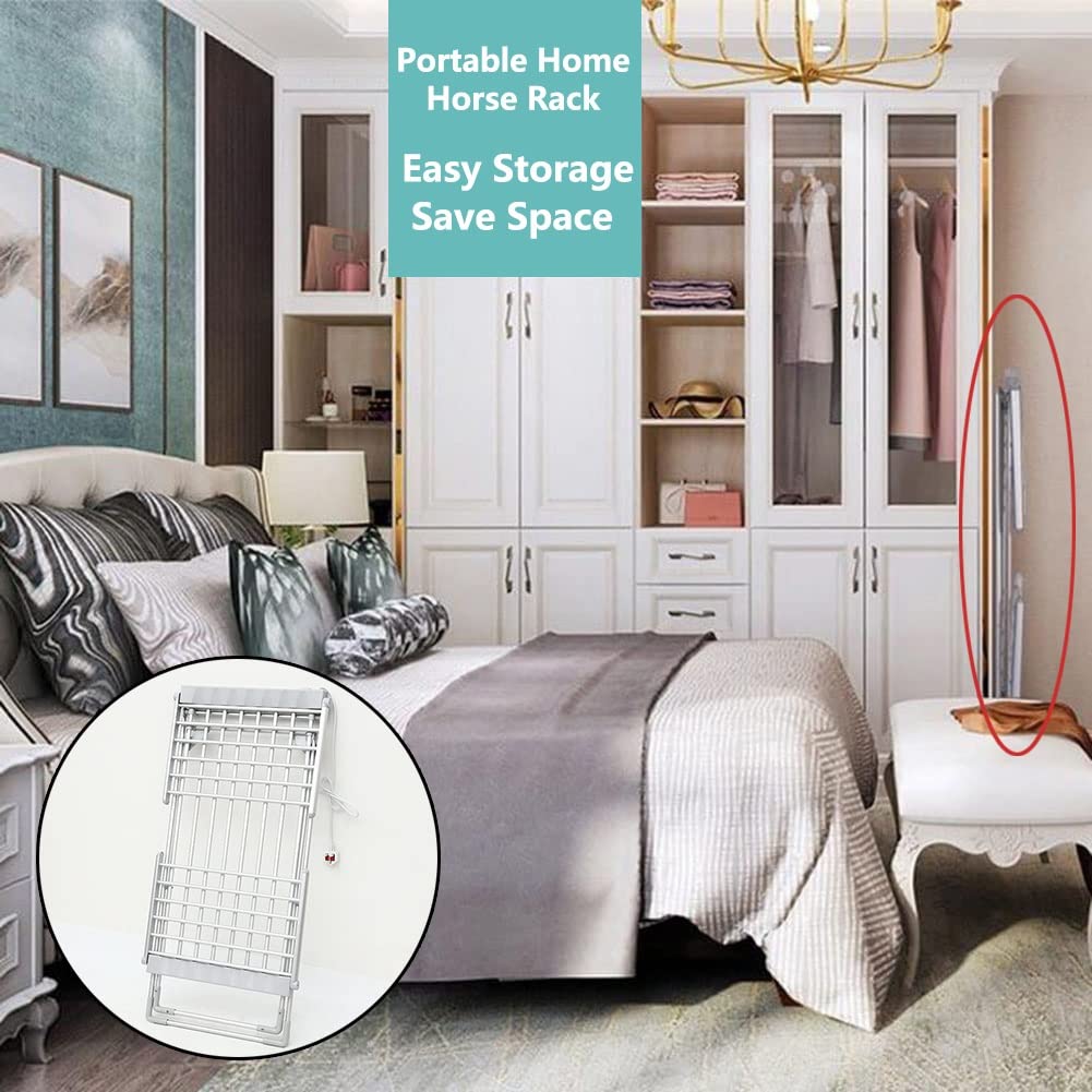 Tendedero Secador Eléctrico Plegable de Interior, Tendedero De Ropa con Calefacción Eléctrica, Calentador de Toallas de X para Establos, Lavado y Secado de 18 Barras con Alas