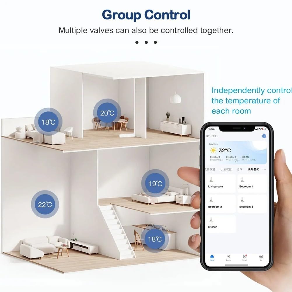 Valvola termostatica per termosifone intelligente Tuya Smart App Control - Termostato programmabile per riscaldamento settimanale compatibile con & Alice