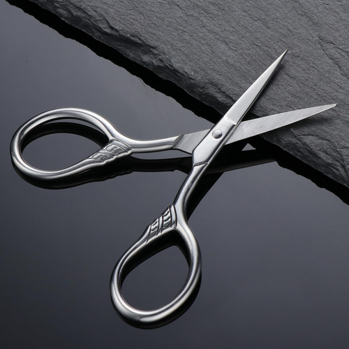 VALICLUD 2pcs Beard Trimming Scissors for Men with Stainless Steel Blades and Precise Trimming, Anti-rust Mustache Grooming Shears for Barber Shops and Hair Salons