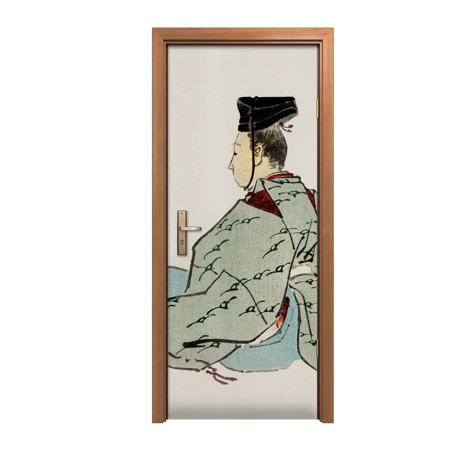 Autocollant de porte design asiatique de 80x200cm pour decoration murale interieure