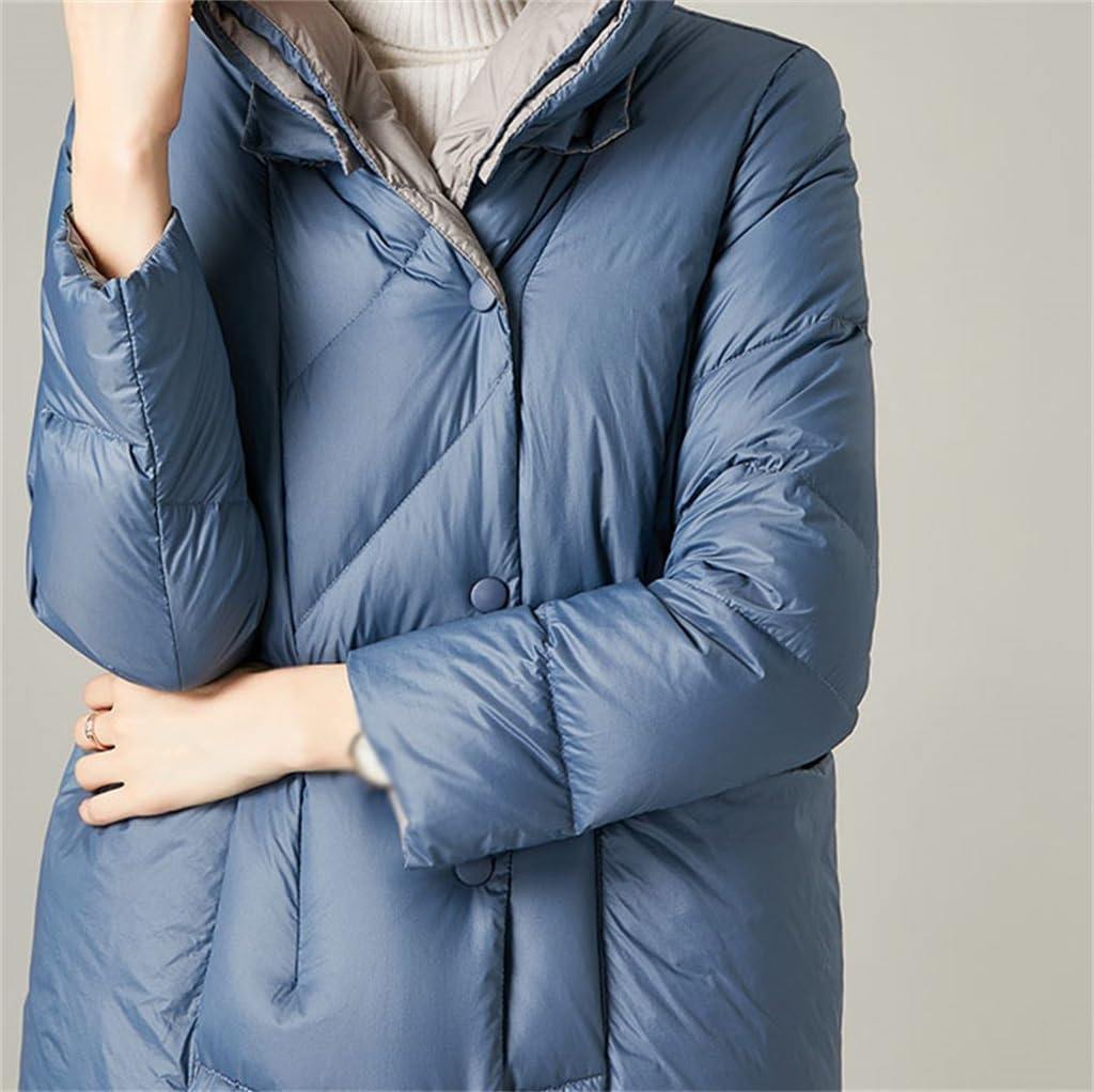 Long-sleeved Down Jacket Women's Mid-length Fall And Winter Hooded Thickened Loose Type