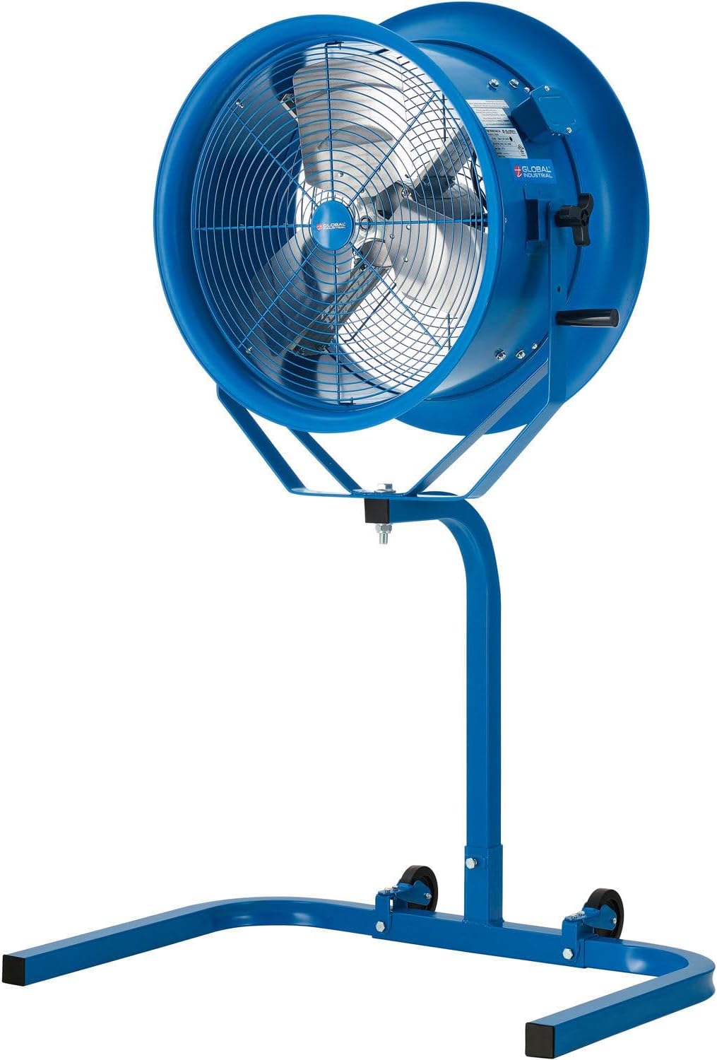 Global Industrial 18" High Velocity Fan, Pedestal Stroller Mount, 115V, 7,700 CFM, 1/2 HP, 2700 ft² Coverage, Indoor Rated Only, 25" W x 15-3/4"D x 27-13/64"H