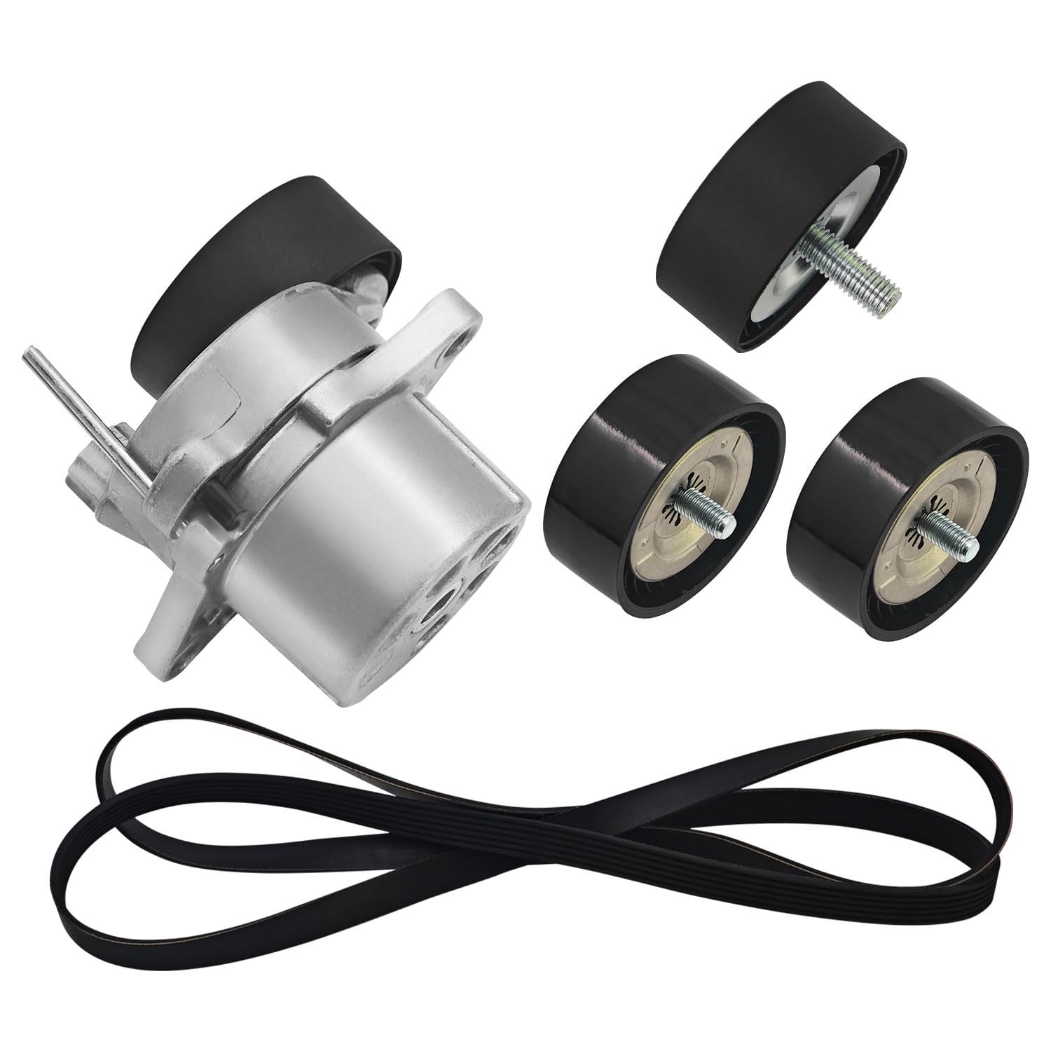 Pulley & Belt Tensioner Kit Compatible with Freightliner and for Mercedes-Benz Sprinter 2500 3500 2014-2016 OM651 2.1L Diesel Engine Serpentine Belt Kit with Idler Pulley # 6512000270 6512000370