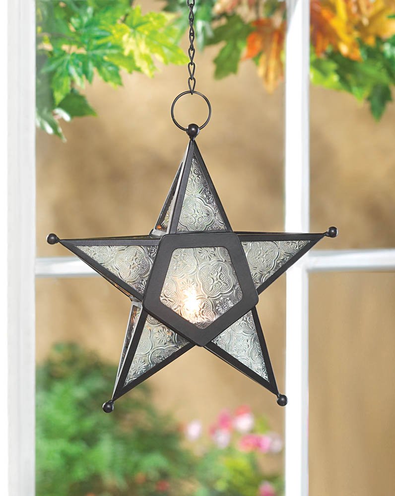 wakatobi Black Moroccan Star Candle Holder Lantern Light Outdoor Terrace Patio