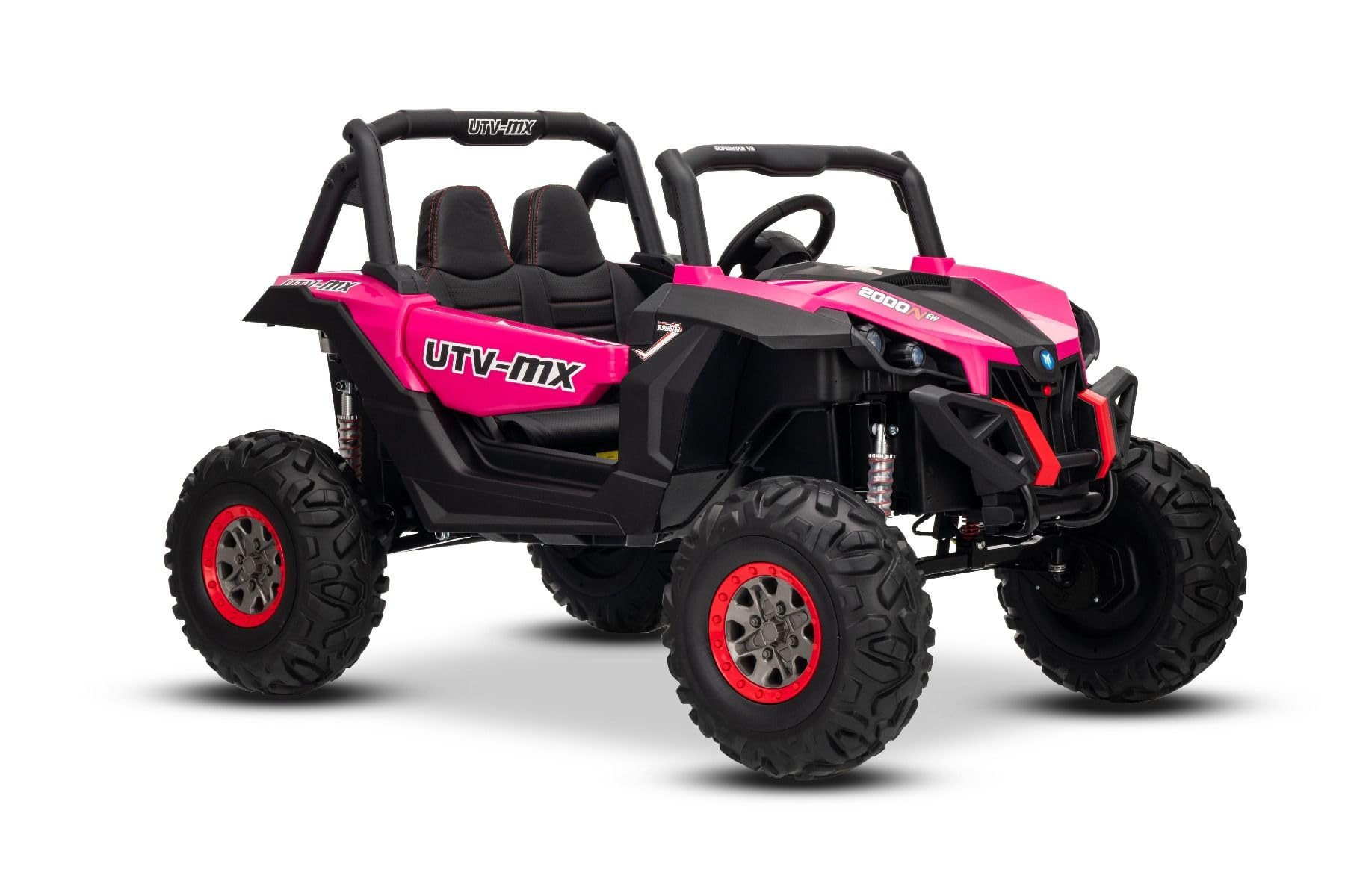 4x4 Voiture électrique Enfants Buggy 24V 2 Places Neuf RSX, Rose, véhicule électrique avec télécommande 2.4Ghz pour 3-8 Ans, Batterie Lithium, 4x45W, MP3/USB/AUX, LED Avant et arrière