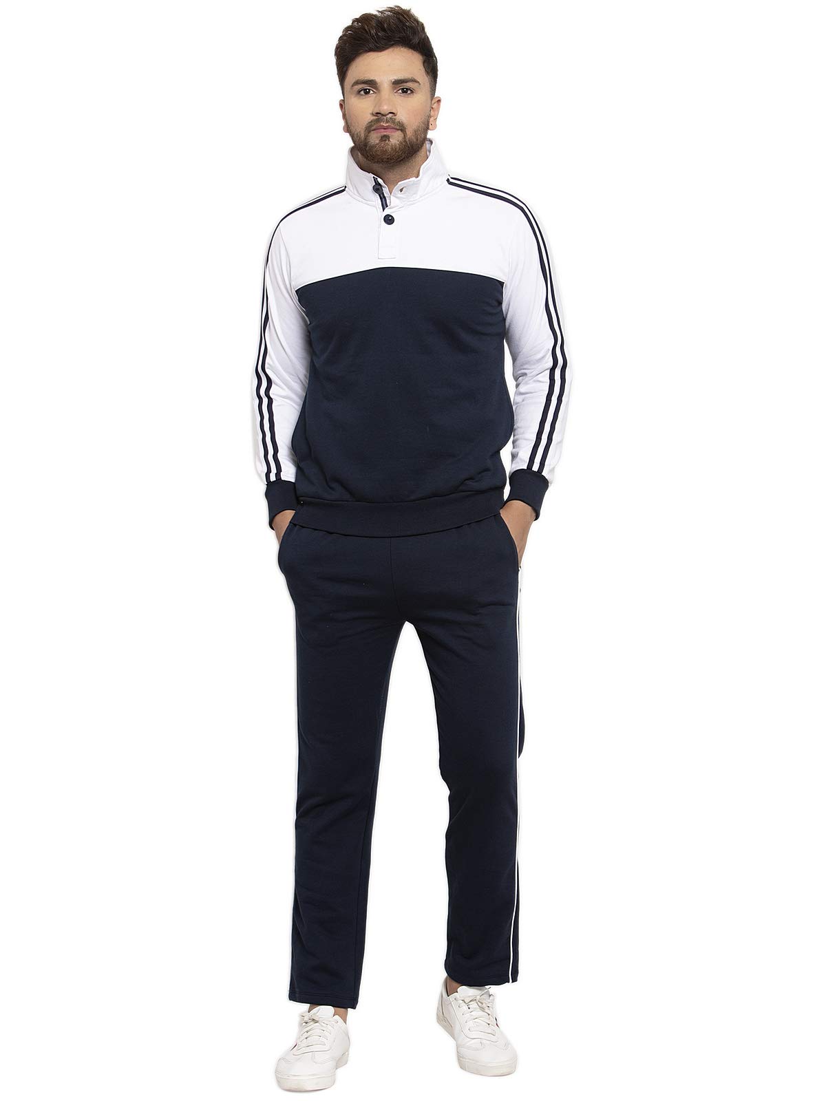 Fleece Winter Hooded Zipper Tracksuits Jacket Lowers Sets For Mens