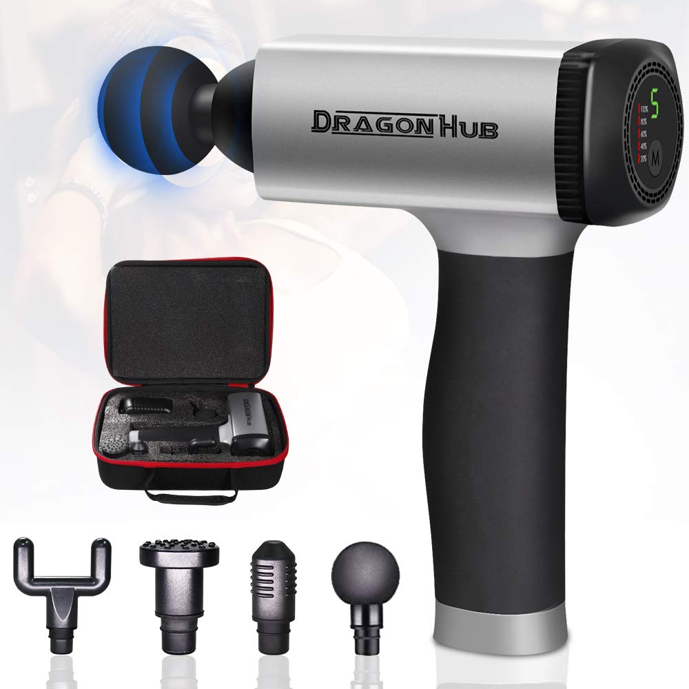 Qudasar Massage Gun Device Portable Handheld 5 Speeds Electric Cordless Rechargeable Muscle Deep Tissue Percussion Massager for Workout Recovery