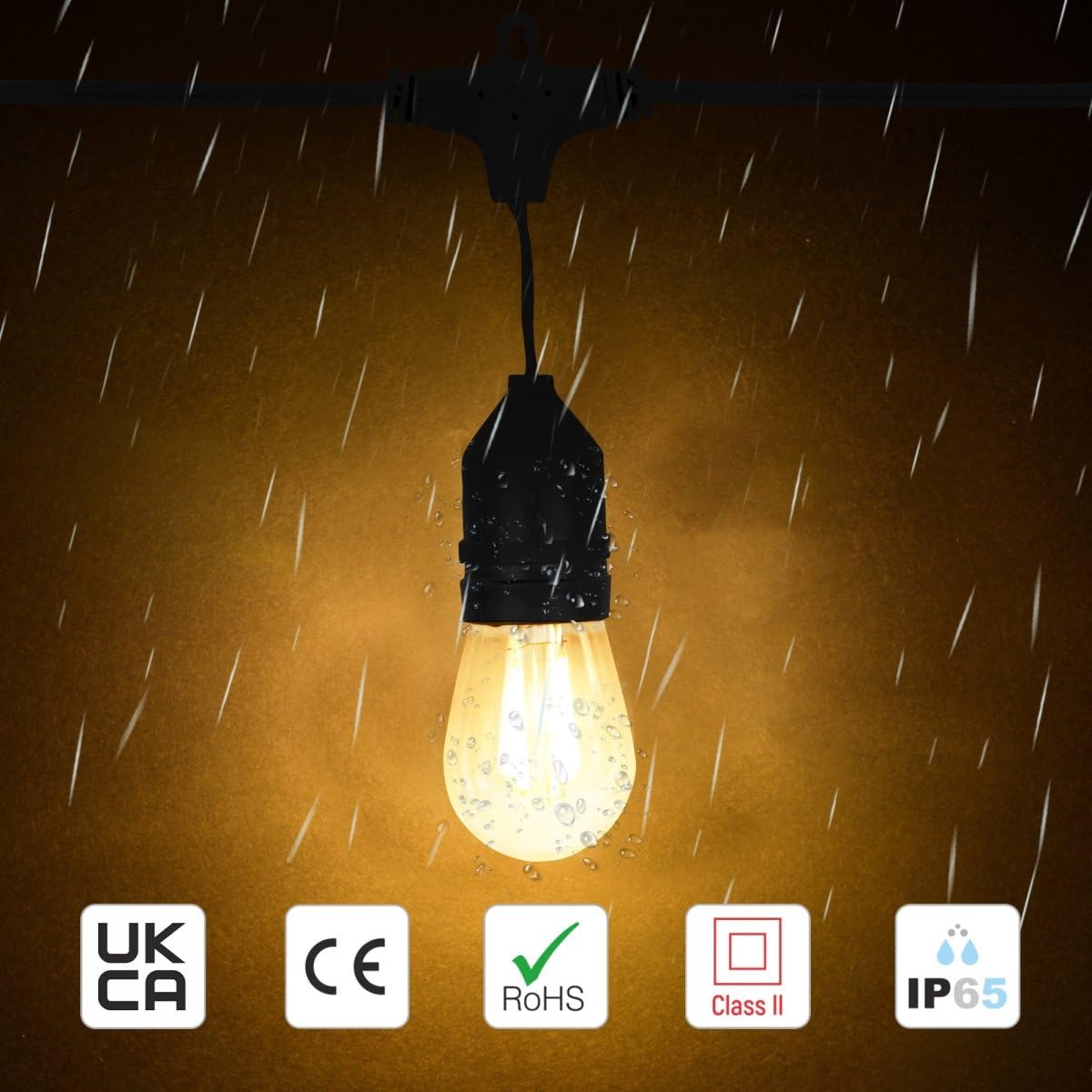 TEKLED® LED Outdoor String Festoon Lights, Black - Image 3