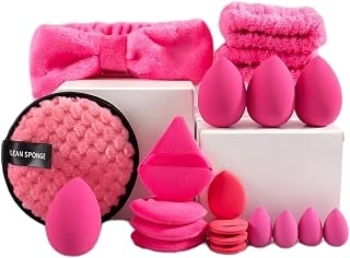 Skincare Face Wash Spa Headband and Wristband Set Makeup Sponge Pieces Powder Puff Face Soft Triangle Makeup Puff Women and Teen Girl Gifts Trendy Stuff