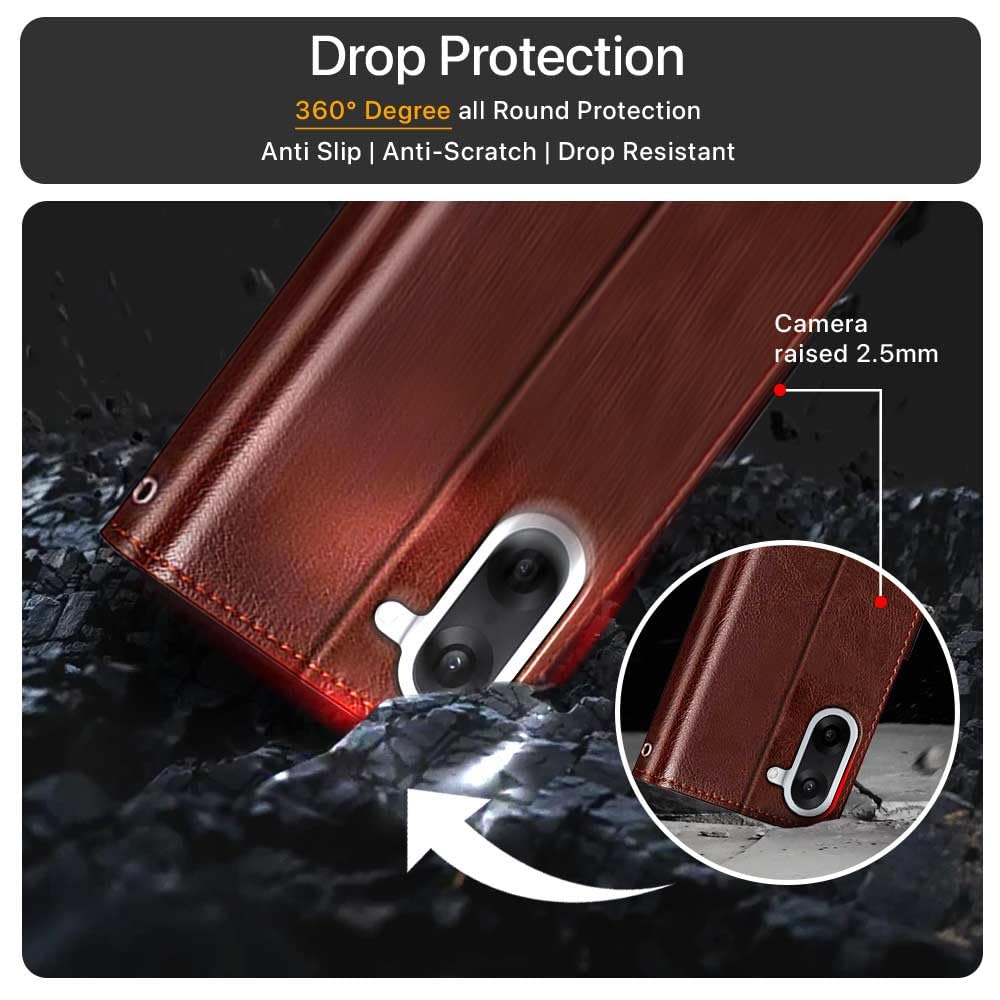 WOW IMAGINE Shock Proof Flip Cover Back Case Cover for 1+ OnePlus Nord CE 5 5G (Flexible | Leather Finish | Card Pockets Wallet & Stand | Chestnut Brown) 37 61VGBBRya1L. SL1000