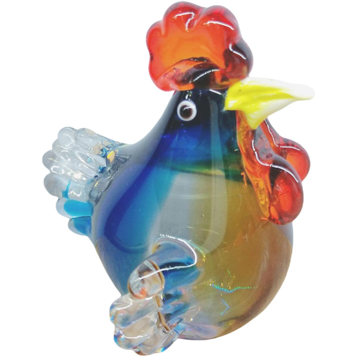 Figurine de coq en verre soufflé à la main artisanat d'art durable