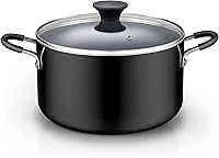 Vista 1 de Cook N Home Nonstick Stockpot with Lid 6-QT, Professional Deep Cooking Pot Cookware Casserole with Glass Lid, Black Negro