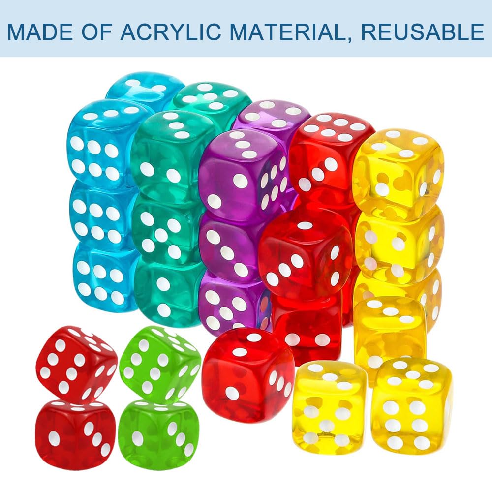 Dés Transparents Acrylique - Lot De 10 Couleurs 16mm | Jeux De Société Et Déco