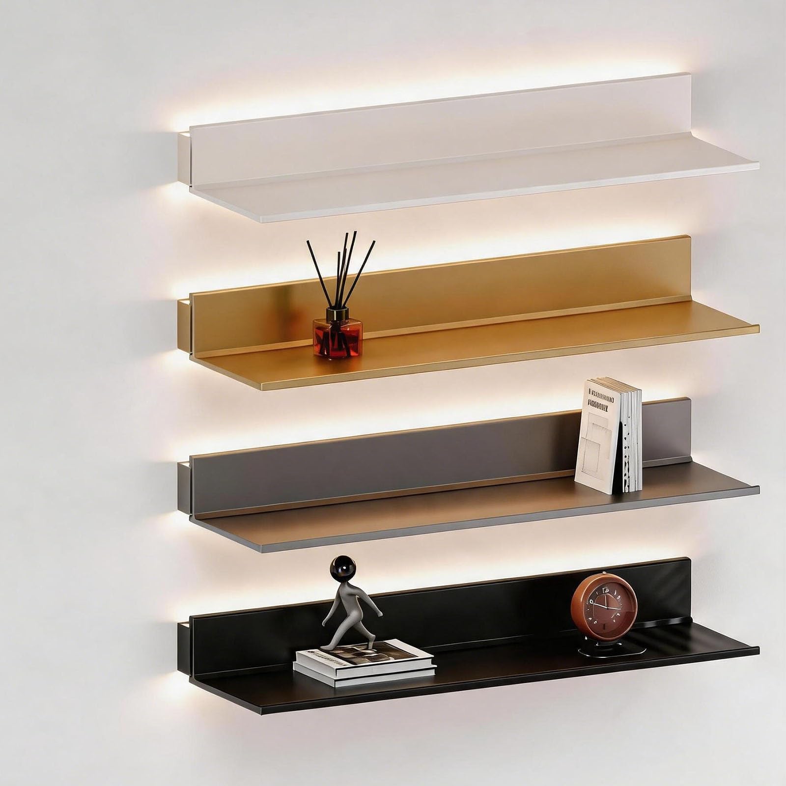 BVCL LED Estante de Pared Flotante de Metal, Estantería Emisores