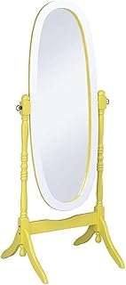 ORE International N4001-YEL/WH Oval Cheval Standing Mirror, Yellow/White