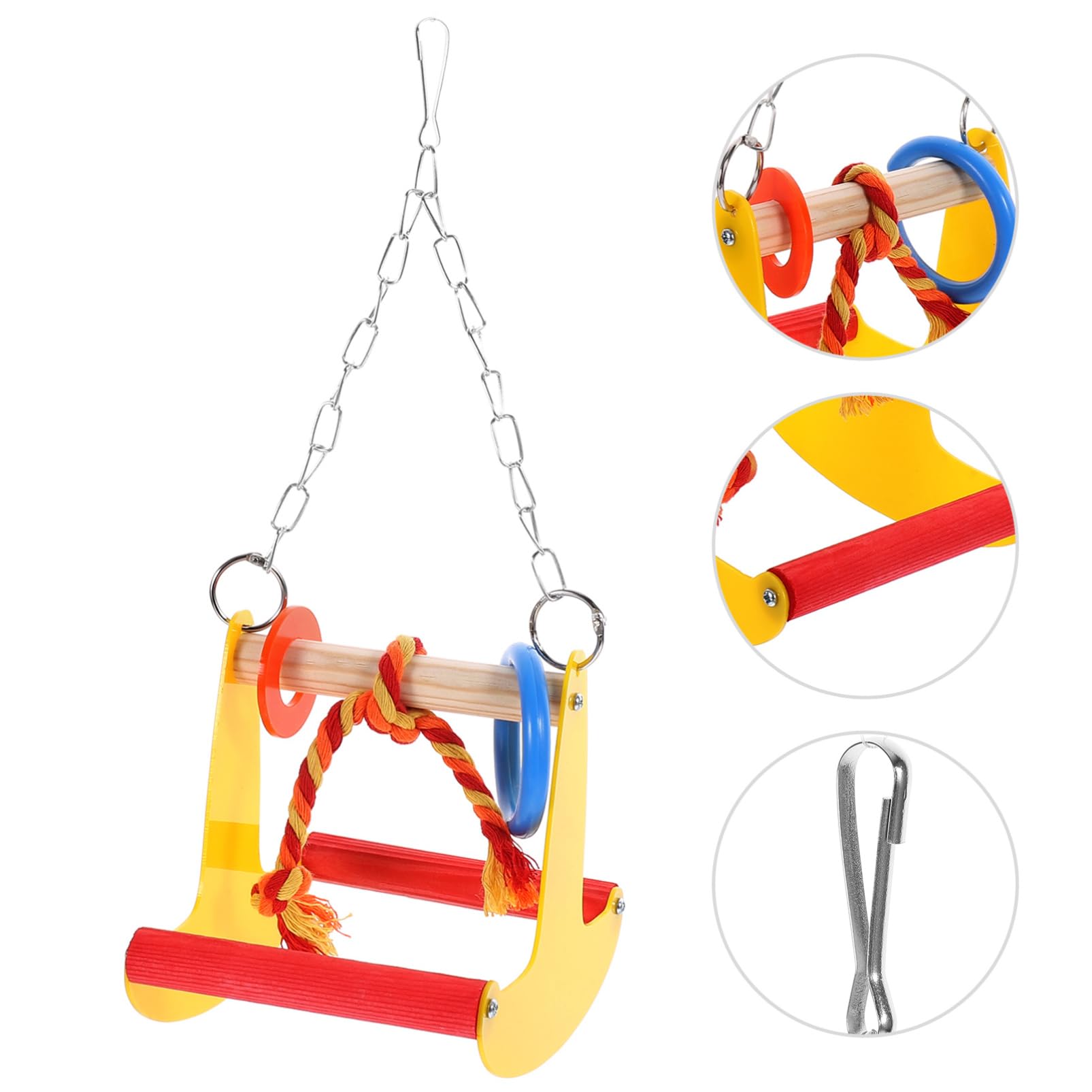 VANZACK 3pezzi Giocattolo Da Masticare Per Uccelli Altalena Creativa Per Pappagalli e Parrocchetti Accessorio Da Appendere Per Gabbie Colori Vivaci e Materiale Resistente