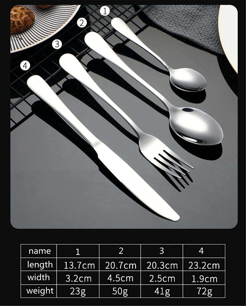 Couverts de table,ensemble de couverts Ensembles acier inoxydable Ensembles de vaisselle de polissage de miroir Utilisation polyvalente pour la maison et la cuisine Boîte-cadeau-16Pcs