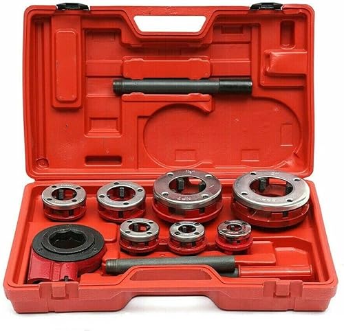 BSPT - Juego de troqueles de 7 tamaños, roscado de 38" a 2" (38", 12", 34", 1", 1-14", 1-12", 2") con trinquete de mango (stock de EE. UU.)